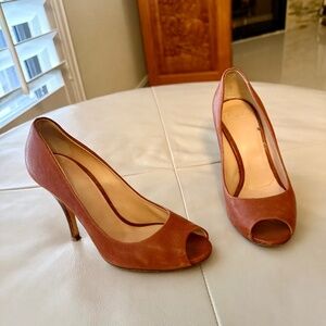 Dolce & Gabbana Peep Toe Leather Heels – Brown – Size 36